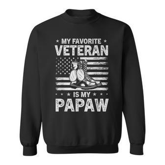 My Favorite Veteran Is My Papaw Veterans Day Usa Flag Sweatshirt - Thegiftio