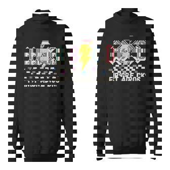 First Grade Rocks Teachers Back To School ABCD Rock Students Sweatshirt Unisex | Mazezy