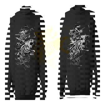 Fisherman Halloween Bass Fish Skull Skeleton Fishing Dad Sweatshirt - Thegiftio