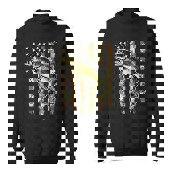 Fishing On Back Camouflage Usa American Flag Fisherman Sweatshirt | Mazezy
