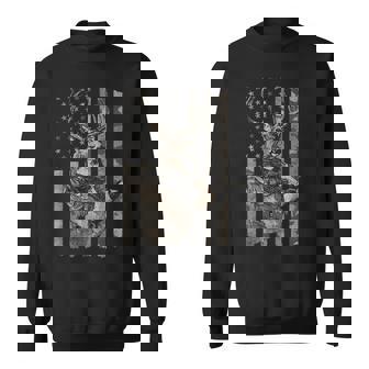 Fishing And Hunting American Flag Distressed Sweatshirt - Thegiftio