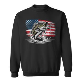 Fishing Retro Us American Flag Bass Fish Fisherman Camo Sweatshirt - Thegiftio UK