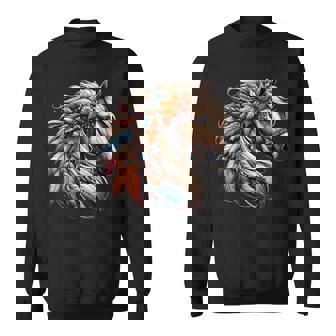 Floral Wild Horse Western Country Horse Riding Sweatshirt - Monsterry