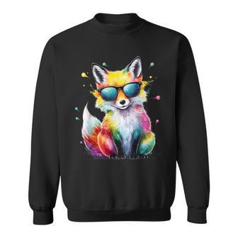 Fox Herren Damen Bunt Aquarell Fuchs Sweatshirt - Geschenkecke