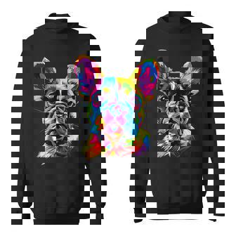 French Bulldog Dog Colorful Pop Art Rainbow Colors Bulldogs Sweatshirt Unisex | Mazezy