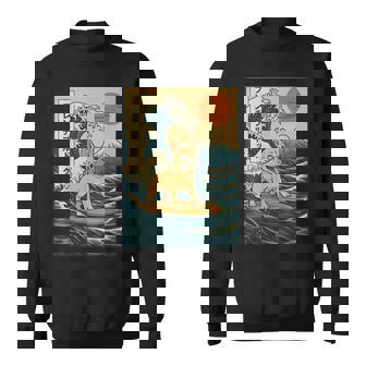 French Bulldog Surfing Japanese Sweatshirt - Monsterry