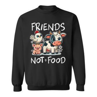 Friends Not Food Vegan Vegetarian Cute Animals Sweatshirt - Thegiftio