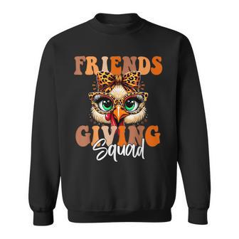 Friends Squad Thanksgiving 2024 Turkey Face Leopard Sweatshirt - Thegiftio UK