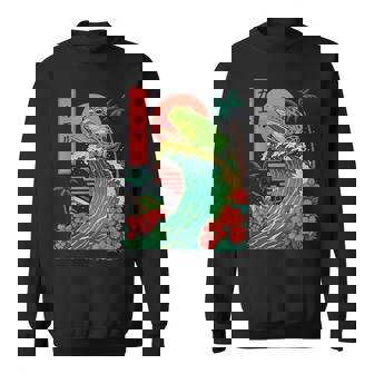 Frog Surfing Japanese Sweatshirt - Monsterry