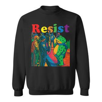Frogs Resist Portland Frog Protest Vintage Activist Freedom Sweatshirt - Thegiftio