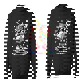 Fun Disco Ball Dabbing Sunglasses 70S Nightclub Dance Party Sweatshirt - Seseable