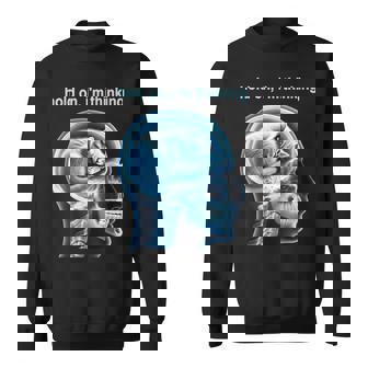 Cat Hold On I'm Thinking Meme Graphic Sweatshirt | Mazezy