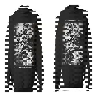 Cat Selfie With Romantic Bigfoot In Love With Alien Sweatshirt - Monsterry