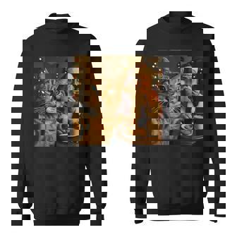 Cat Selfie With Santa Claus Christmas Meme Sweatshirt | Mazezy