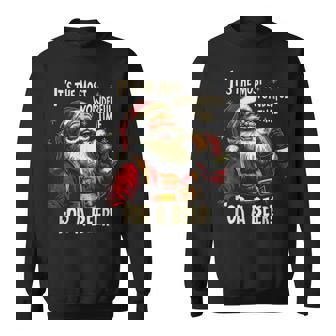 Christmas Beer Drinking Santa Claus Sweatshirt | Seseable CA