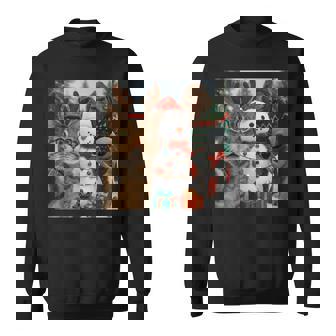 Christmas Cat Selfie With Bigfoot Alien & Snowman Sweatshirt - Thegiftio