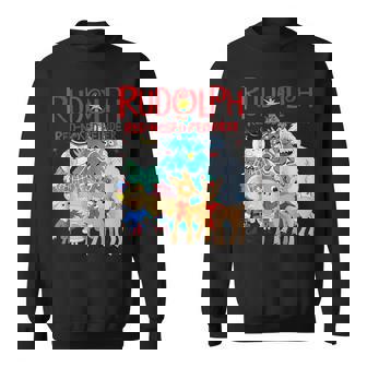 Cute Rudolph The Red Nosed Reindeer Christmas Tree Sweatshirt | Mazezy