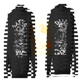 Dad To The Bone Skeleton With Guitar Halloween Sweatshirt - Seseable