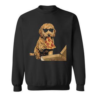 Dog Eating Pizza Goldendoodle Meme Sweatshirt | Mazezy