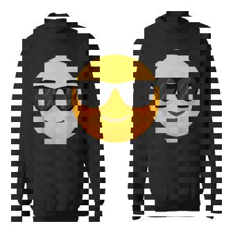 Emoticon Cool Smiling Face With Sunglasses Sweatshirt - Seseable