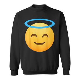 Emoticon Smiling Face With Halo Angel Sweatshirt - Thegiftio