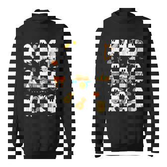 Halloween Ghost Music Teacher Playing Instruments Sweatshirt | Seseable FR