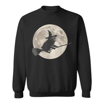 Halloween Witch Pug Moon Trick Or Treat Spooky Vibes Sweatshirt - Thegiftio UK