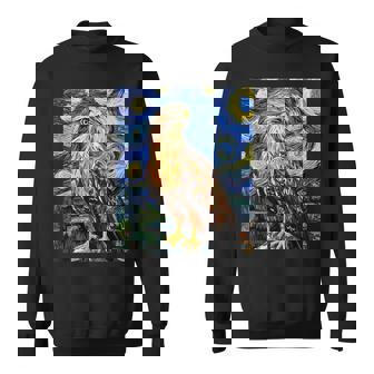 Hawk Graphic Bird Van Gogh Style Starry Night Sweatshirt | Mazezy