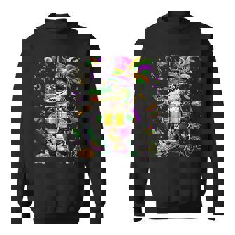 Mardi Gras Malligator Drinking Drink Vintage Bead Men Sweatshirt - Seseable