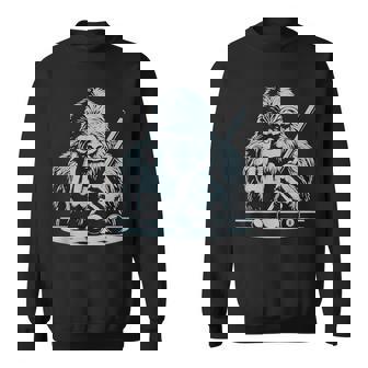 Retro Bigfoot Sasquatch Billiards Bassquatch Pool Sweatshirt - Thegiftio