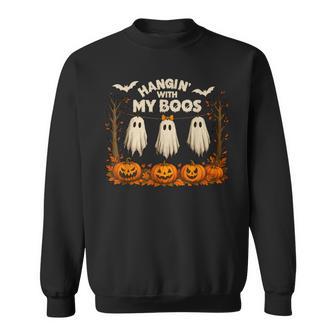 Retro Hanging With My Boos Ghosts Halloween Autumn Sweatshirt - Thegiftio UK