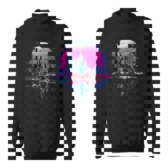 Futuristic Avant Garde Vaporwave Skyline Sweatshirt Unisex | Mazezy
