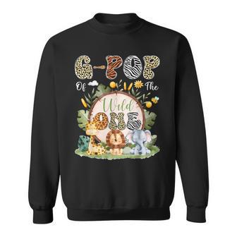 G-Pop Of The Wild One 1St Bday Safari Jungle Animal Sweatshirt | Seseable FR