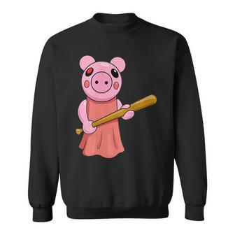 Game Piggy Black Cartoon Boys' -Adults Classic Fit Short Sleeve Small Sweatshirt - Thegiftio UK