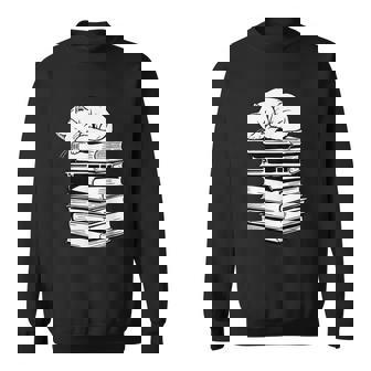 Gatto Addormentato Con Libri Carino Bibliofilo Divertente Topo Di Biblioteca Felpa - Novitaregali