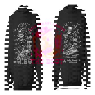 Give Breast Cancer The Boot Cowgirl Cancer Awareness Ribbon Sweatshirt - Thegiftio