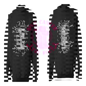 Give Cancer The Boot Pink Breast Cancer Western Cowgirl Sweatshirt - Thegiftio