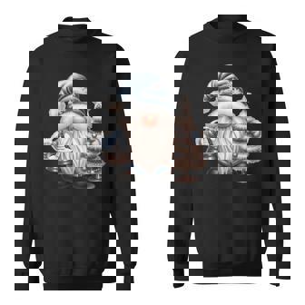 Gnome De Noël Bleu Avec Arbre Et Boule À Neige Sweater e - Cadeauxyz