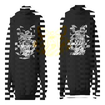 Gold Black Football Game Day Touchdown Season Coquette Bow Sweatshirt | Seseable CA