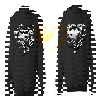 Golden And Black Hearts Sparkling Heart Sweatshirt | Mazezy