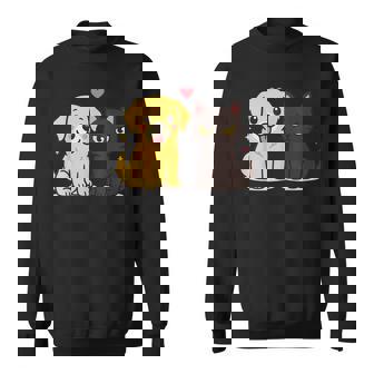Golden Retriever Boyfriend Black Cat Gf Couple Sweatshirt - Thegiftio