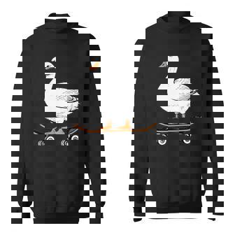 Goose On Skateboard Silly Animal Goose Lover Skater Sweatshirt - Monsterry