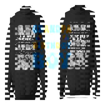 Grandpa Of The Birthday Boy Family Blue Dog Birthday Party Sweatshirt - Monsterry