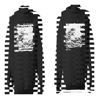 The Great Wave Kanagawa Japanische Kunst Große Welle Sweatshirt - Seseable