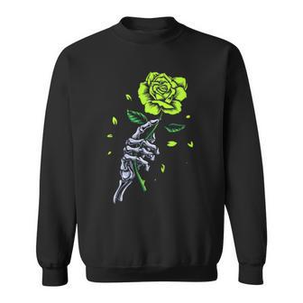 Green Skeletal Last Rose Green Color Graphic Sweatshirt - Thegiftio UK