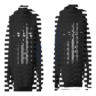 Grunge American Flag And Cross Faith Family Freedom Sweatshirt | Mazezy