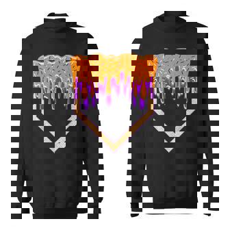 Halloween Baseball Home Plate Drip Baseball Lifestyle Boys Sweatshirt | Mazezy