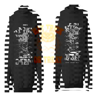 Halloween Hat Tricks Or Treat Ice Hockey Player Pumpkin Head Sweatshirt Unisex | Mazezy