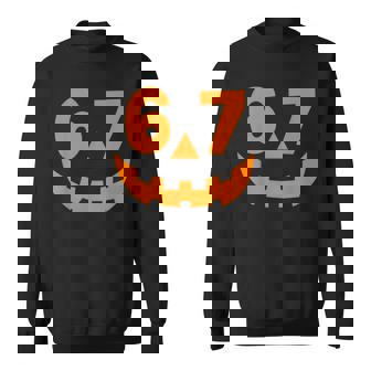 Halloween Six Seven 6 7 Meme Jack O Lantern 6-7 Pumpkin Face Sweatshirt | Mazezy