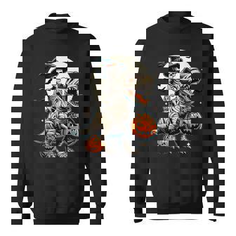 Halloween Skeleton Riding Mummy Dinosaur Pumpkin Sweatshirt - Thegiftio